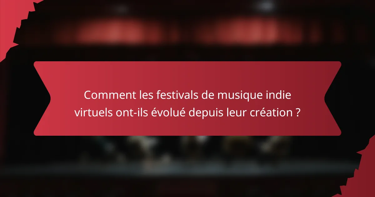 Comment les festivals de musique indie virtuels ont-ils évolué depuis leur création ?