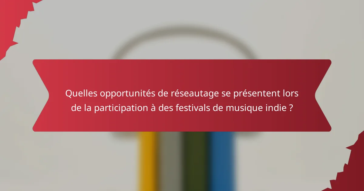 Quelles opportunités de réseautage se présentent lors de la participation à des festivals de musique indie ?