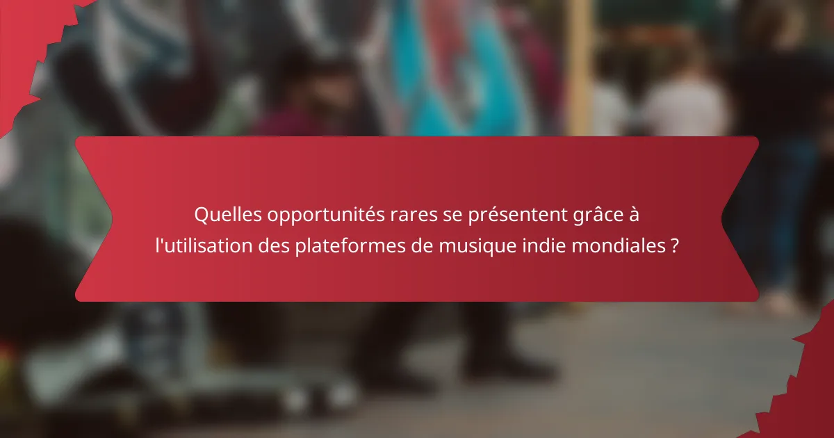 Quelles opportunités rares se présentent grâce à l'utilisation des plateformes de musique indie mondiales ?