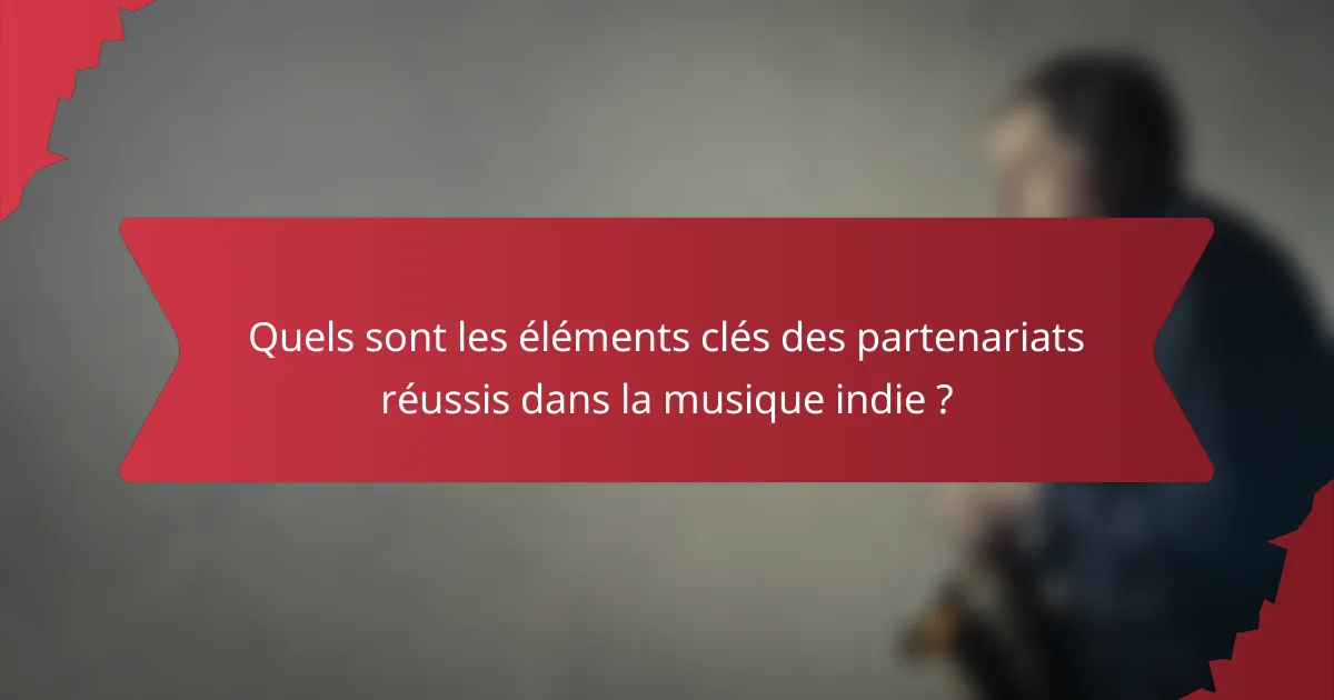 Quels sont les éléments clés des partenariats réussis dans la musique indie ?