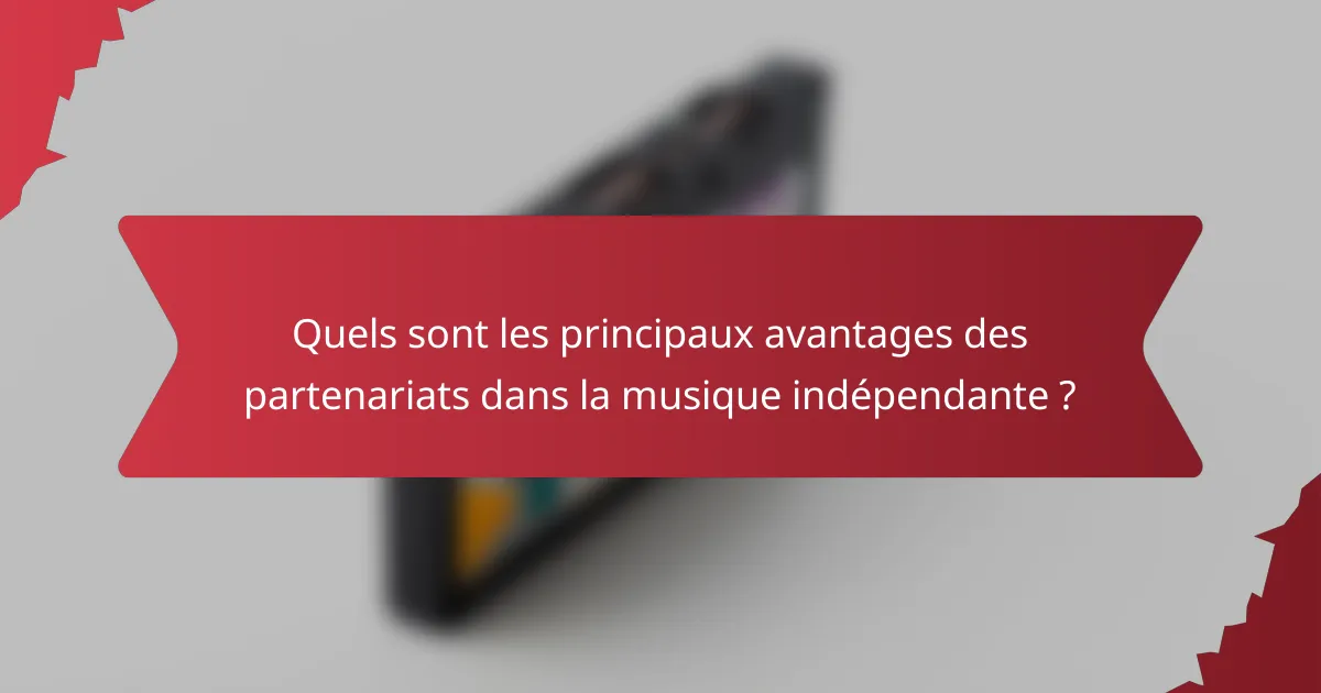Quels sont les principaux avantages des partenariats dans la musique indépendante ?
